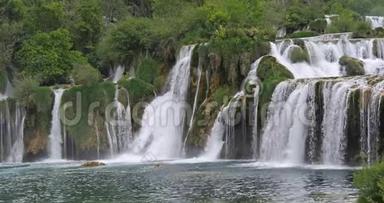 斯克拉丁`瀑布，斯克拉丁斯基布克，克尔卡自然公园，<strong>靠近</strong>克罗地亚达马尔蒂亚的西贝尼克，实<strong>时</strong>
